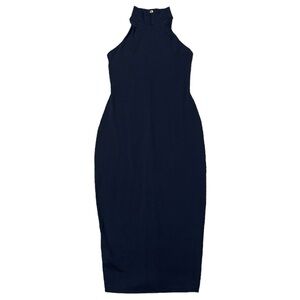 Sleeveless High-Neck Navy Bodycon Dress